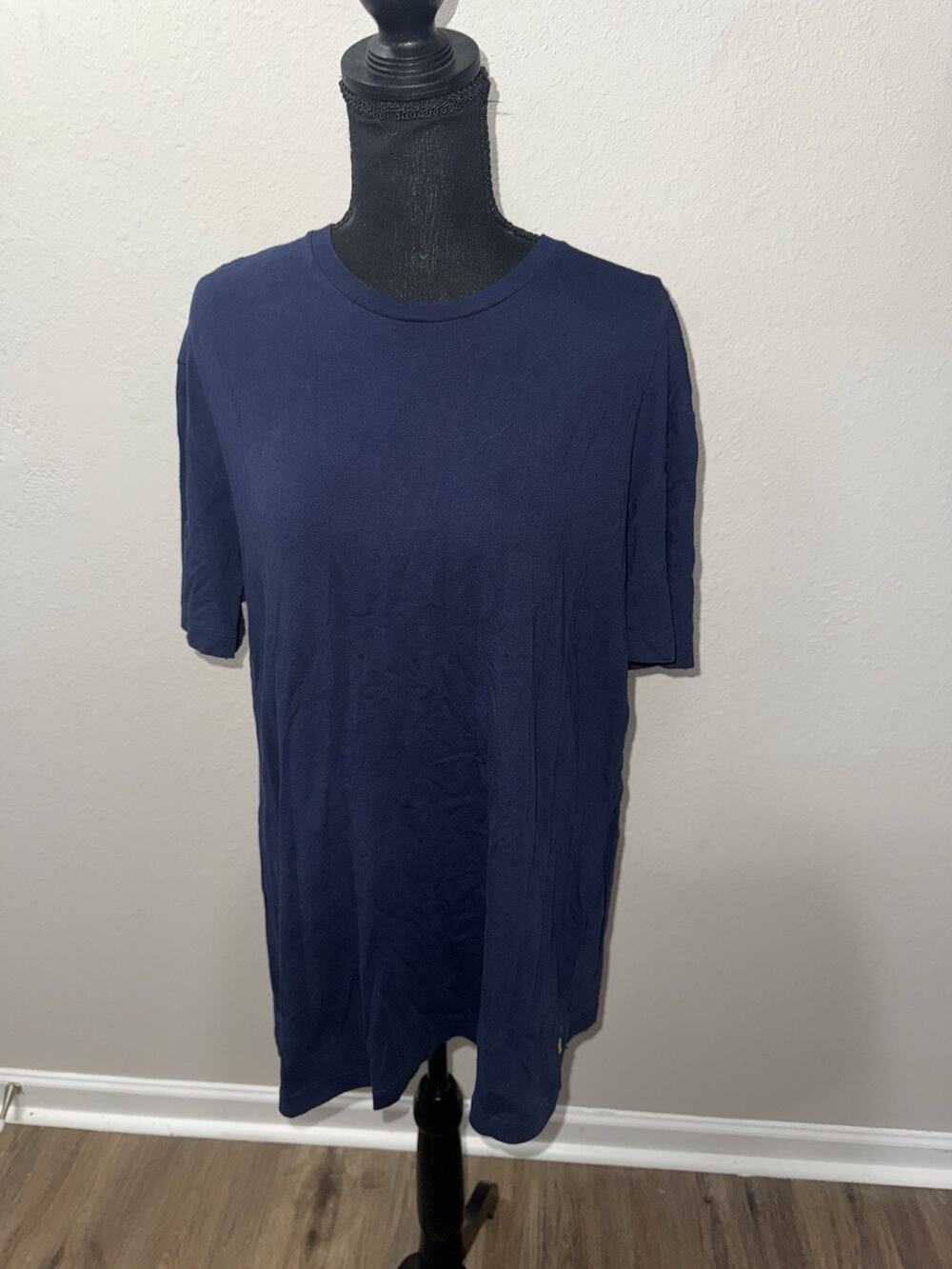 Polo Ralph Lauren Shirt Mens Large L Navy Blue Relaxed Fit Bottom Pony Logo
